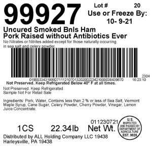 Uncured Smoked Bnls Ham Pork Raised without Antibiotics Ever