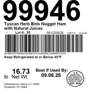 Tuscan Herb Bnls Nugget Ham with Natural Juices