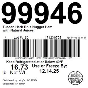 Tuscan Herb Bnls Nugget Ham with Natural Juices