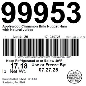 Applewood Cinnamon Bnls Nugget Ham with Natural Juices