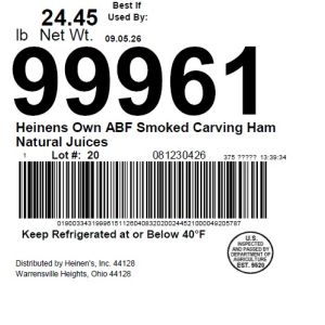 Heinens Own ABF Smoked Carving Ham Natural Juices