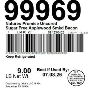 Natures Promise Uncured Sugar Free Applewood Smkd Bacon