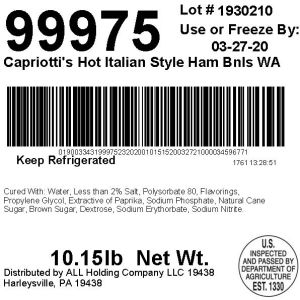Hot Italian Style Ham Bnls WA For Institutional Use Only