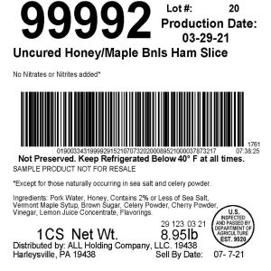 Uncured Honey/Maple Bnls Ham Slice